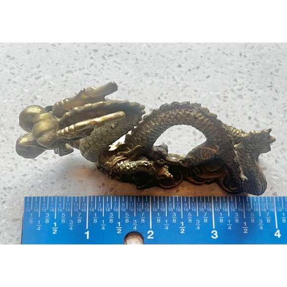 Brass Dragon Figurine Sculpture 4” x 2.5” T - Picture 8 of 11